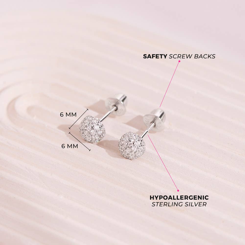 In Season Jewelry - Vente Boucles d'oreilles – enfant - Grandes boucles d'oreilles boule de pierres précieuses pour filles en argent sterling4