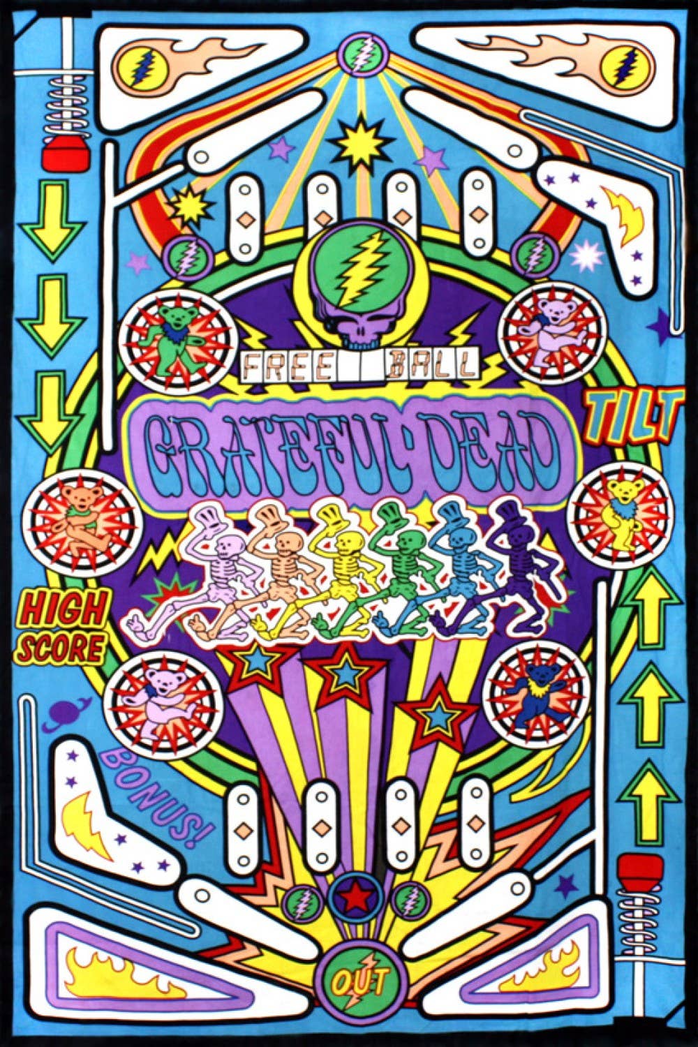 Sunshine Joy - Wholesale Tapestry/Textile - 3D Grateful Dead Tapestry Pinball Machine Tapestries Bears0