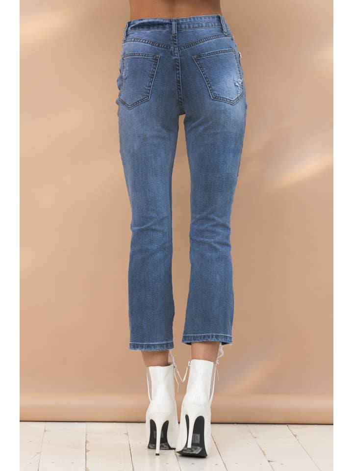 Blue B - Vendita all'ingrosso Jeans - Donna - 22300P - Jeans in denim elasticizzati con bottoni alla caviglia e bottoni a cuore3