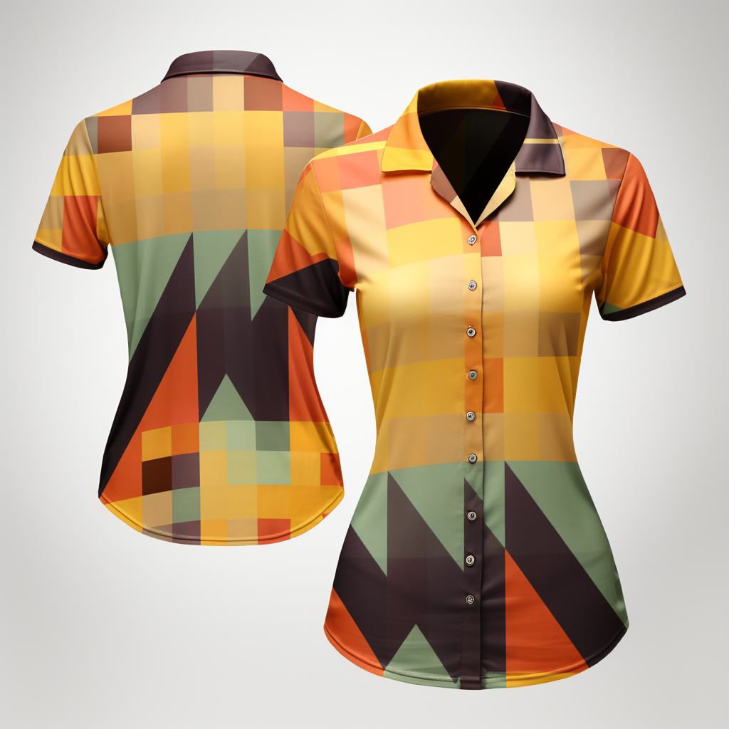 NeoShores - Wholesale Buttoned-down shirt – Women's - Vibrant Kente Geometric Lapel Collar V Neck Women Shirt0