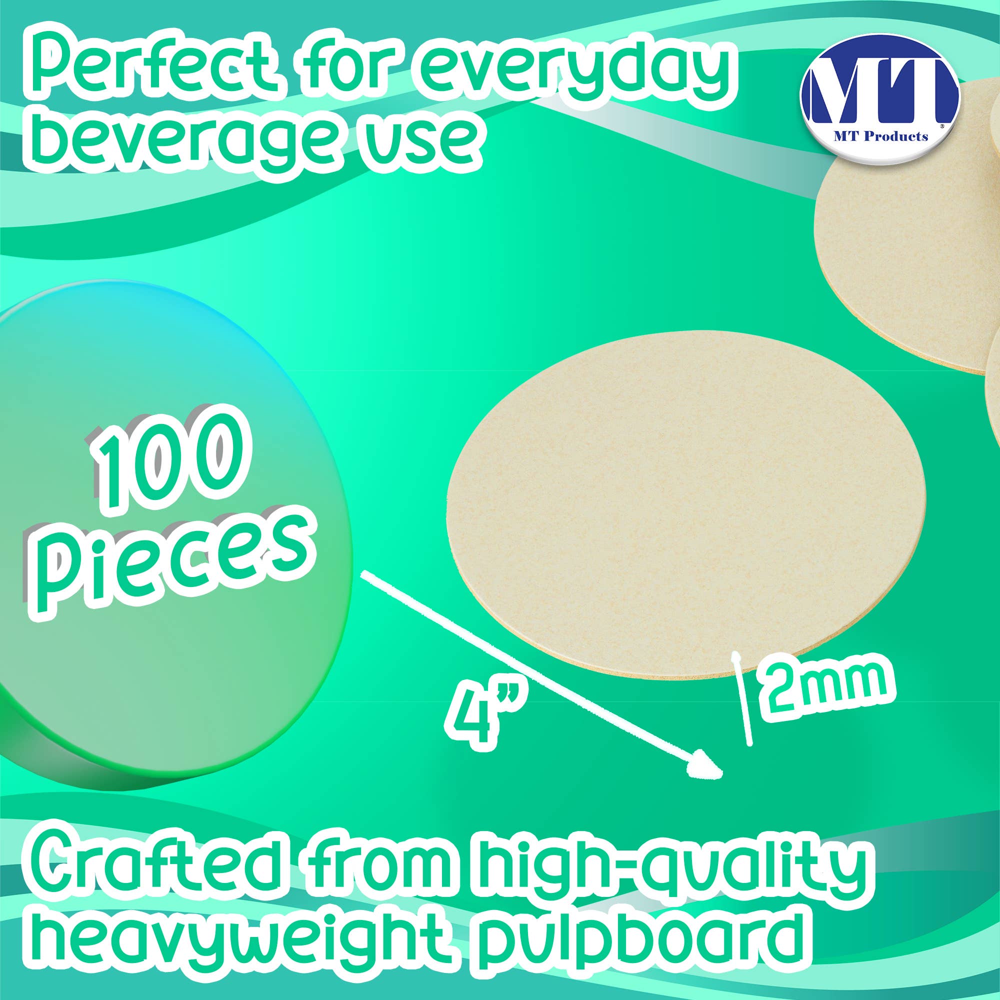 MT Products - Wholesale Disposable Coasters - MT Products White Blank Paper Coasters 4" - Cup Coaster3