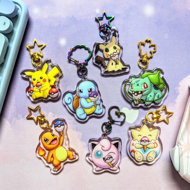 Bubbly Seed LLC - Wholesale Keychain - Women's - OG Poke Friends Double-Sided Glitter Acrylic Keychain