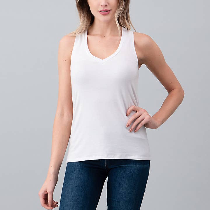 Heimious - Vente Débardeur – femme - Débardeur en jersey modal à encolure en V et dos nageur, 2597