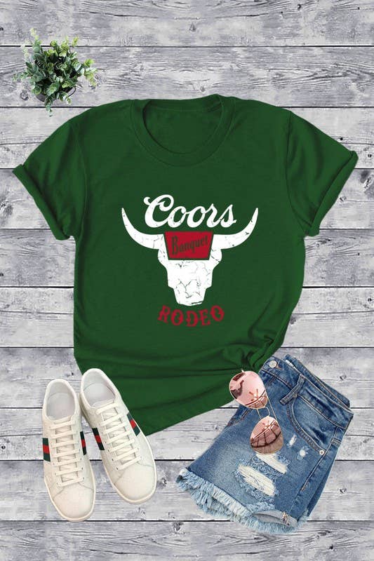 Top Avenue - Vente T-shirt sérigraphié – femme - T-shirt unisexe à col rond COORS RODEO, Beer, Summer3