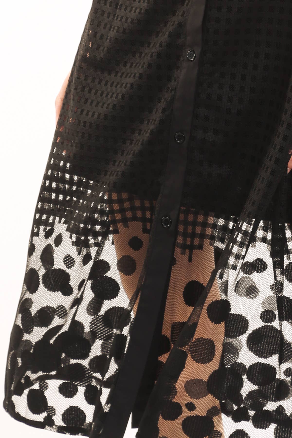 Beulah Style – wholesale Klänning - Dam – Polka Dot Mesh Fall & Nätkombo Midiklänning PE30025