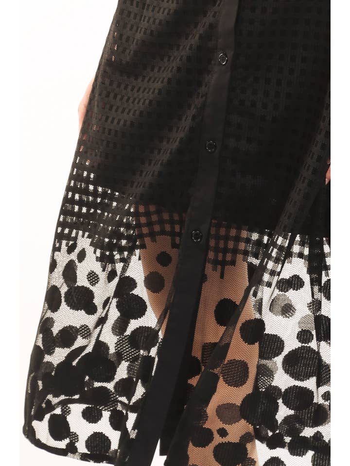 Beulah Style – wholesale Klänning - Dam – Polka Dot Mesh Fall & Nätkombo Midiklänning PE30025