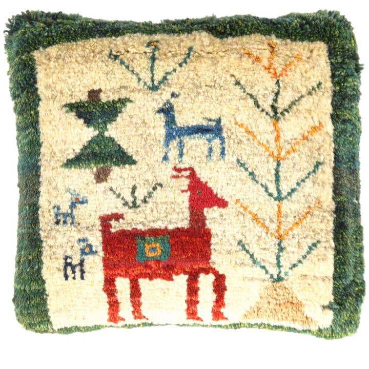 Coussin Gabbeh fin noué à la main 38 cm x 38 cm pour la vente par Canvello