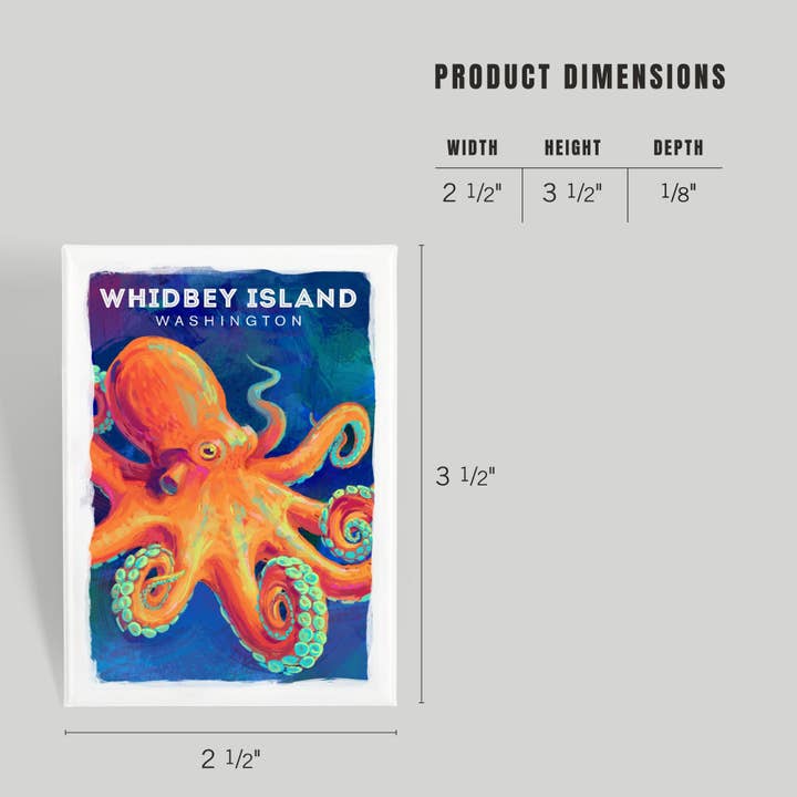 Lantern Press - Wholesale Magnet - MAGNET Whidbey Island, Washington, Octopus3
