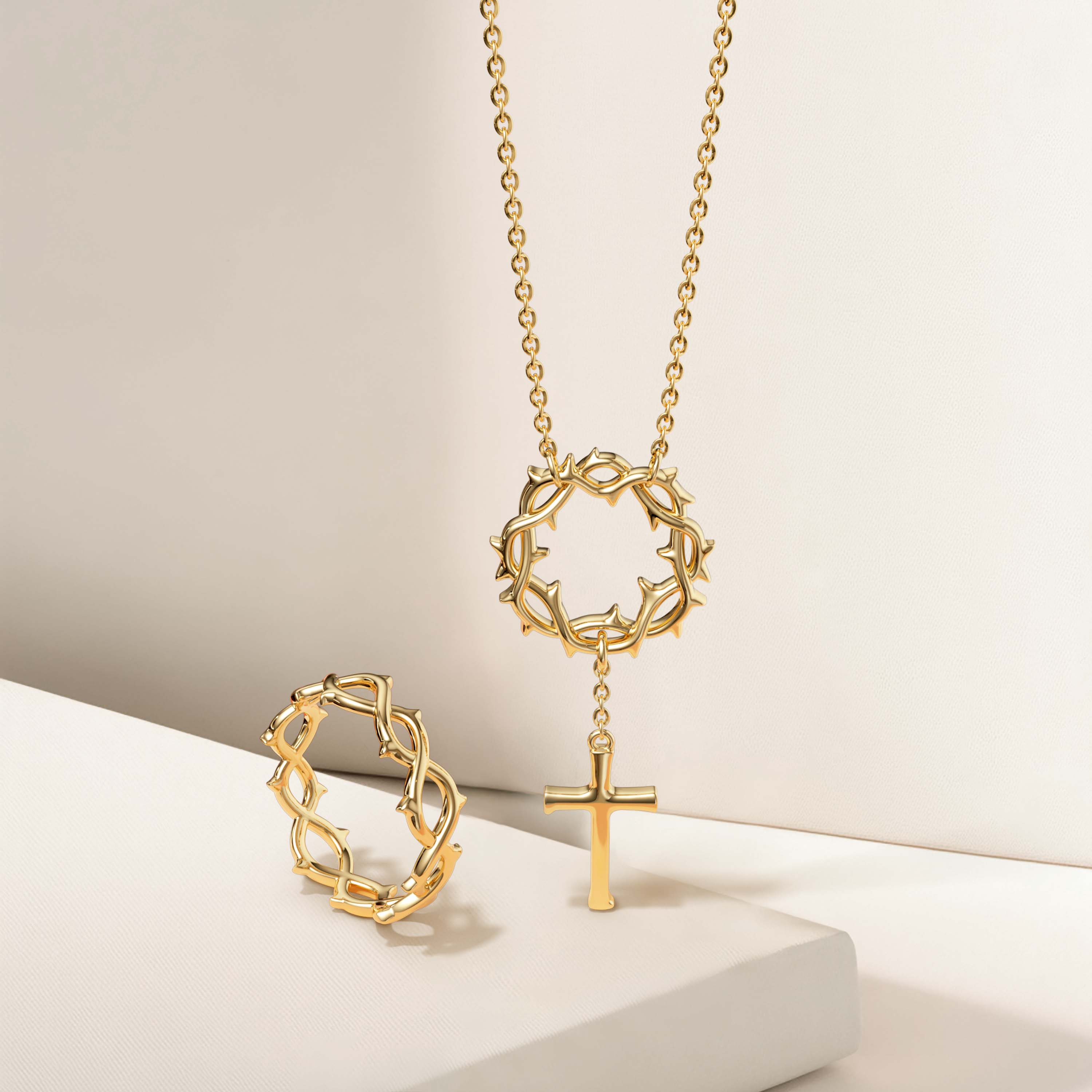 Wholesale Crown of Thorns Cross Necklace for your store Faire