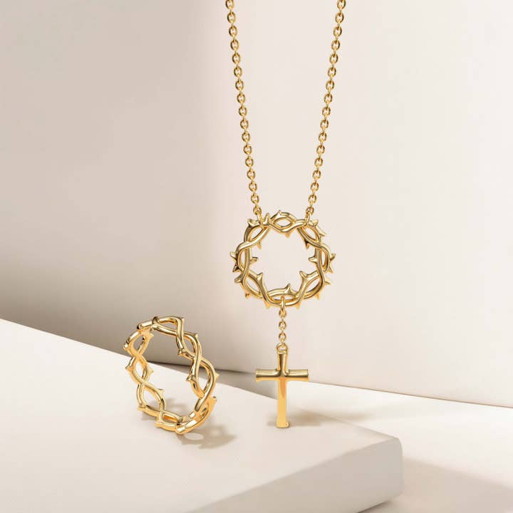 Wholesale Crown of Thorns Cross Necklace for your store Faire