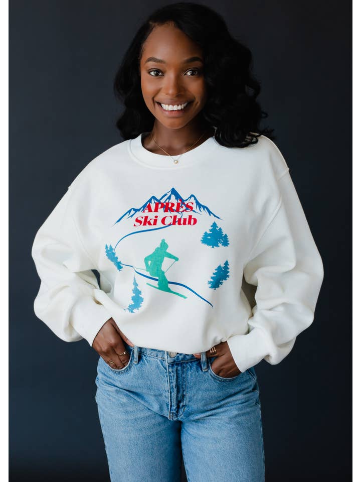 Panache Apparel Co. - Wholesale Sweatshirt - Women's - White Apres Ski Club Sweatshirt