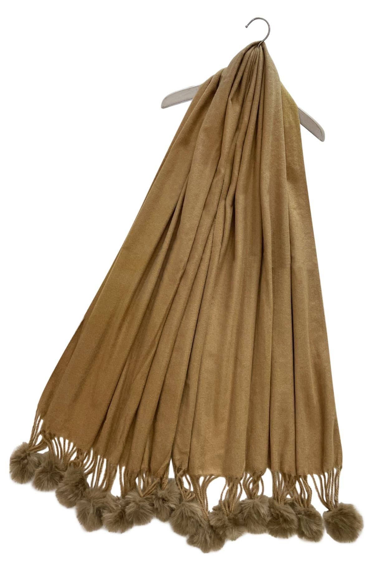 Fashion Scarf World – wholesale Scarf – Women's – Plain Wool Pom Pom Scarf38