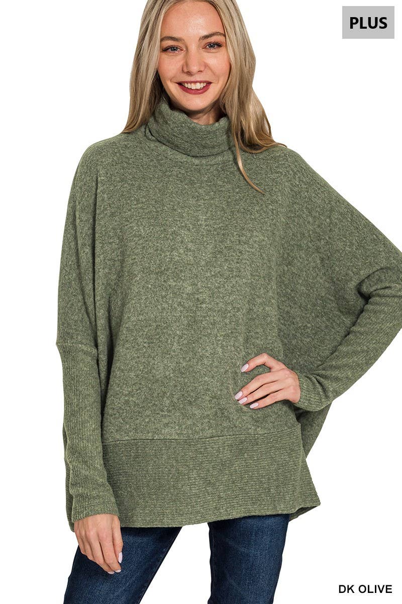 42POPS – wholesale Pullovertröja - Dam – .....1014 Plus Borstad Melange Hacci Polotröja SI-2678811