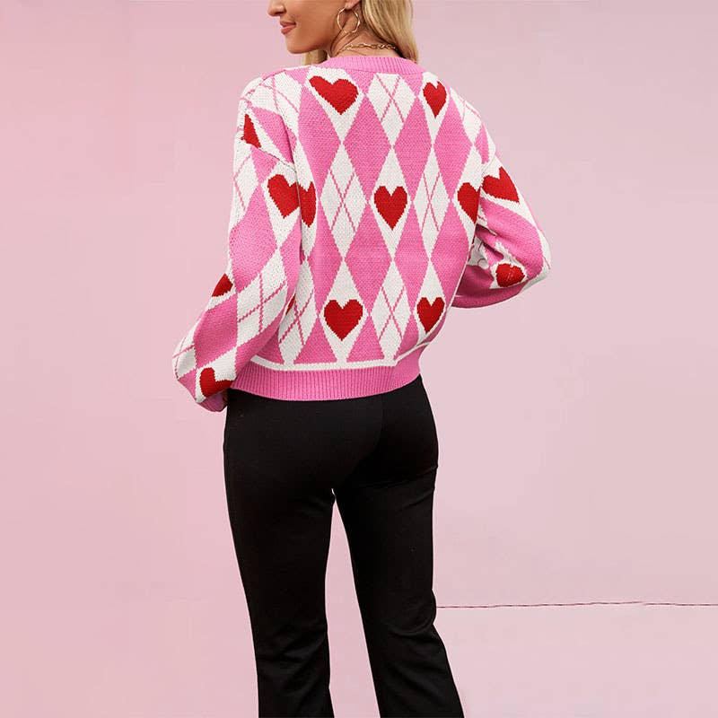 Lily Clothing - Wholesale Cardigan - Women's - Valentine's Day heart-shaped knitted cardigan5