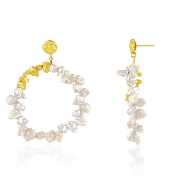Arvino – wholesale Dangle earrings – Baroque Pearl Melted Earring (Gold Vermeil)