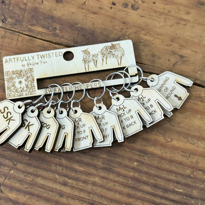 Red Hill Fiber - Venta al por mayor Material para punto/ganchillo - Marcadores de puntos en forma de suéter - Set 13