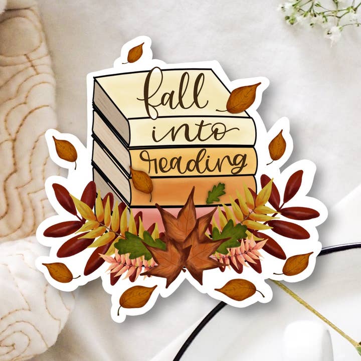 Fall into Reading Sticker for wholesale by TaleMeCo