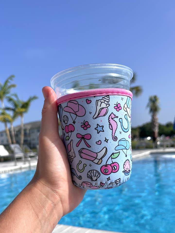 Coastal Cowgirl Iced Coffee Sleeve- 16oz Drink Coozie for wholesale by Illie Millie Designs