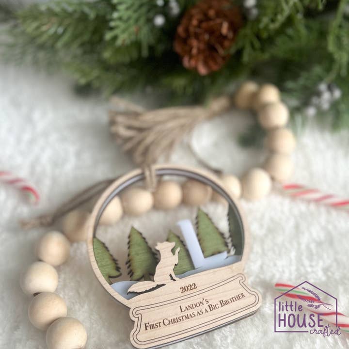 Personalized Letter Name Ornaments - Monogram - Keepsake Memento - Woodlands - Animals - Forrest Christmas Scene - Layered - Christmas gift for wholesale by Little House Crafted