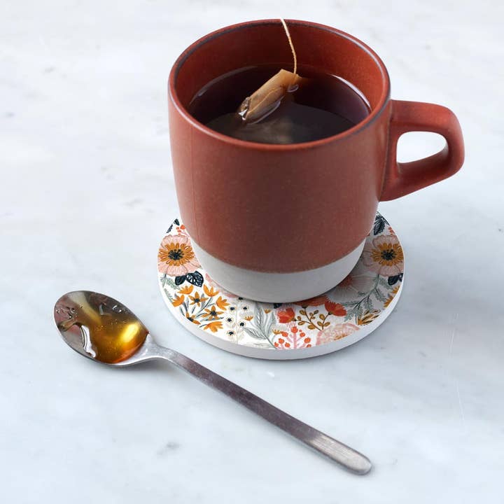 Clairmont & Co - Wholesale Coasters - Ceramic Round Coaster-Pretty Things Floral Pattern5