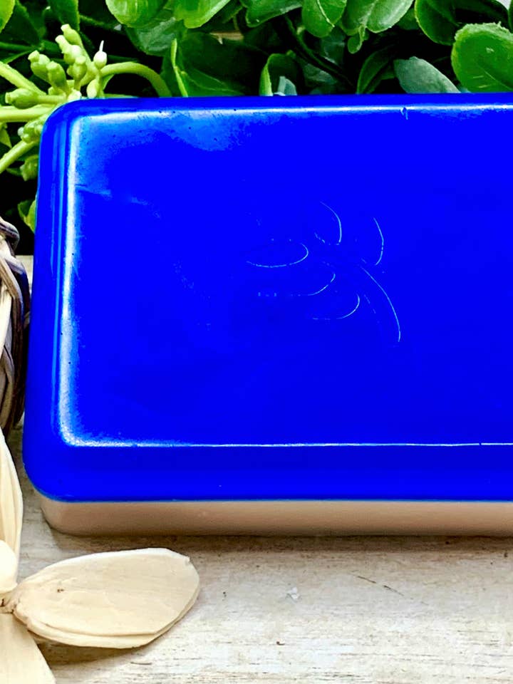 Artisian Dark Blue & Tan Bar of Soap in your choice of scent for wholesale by Plunk Soap and Candle Company