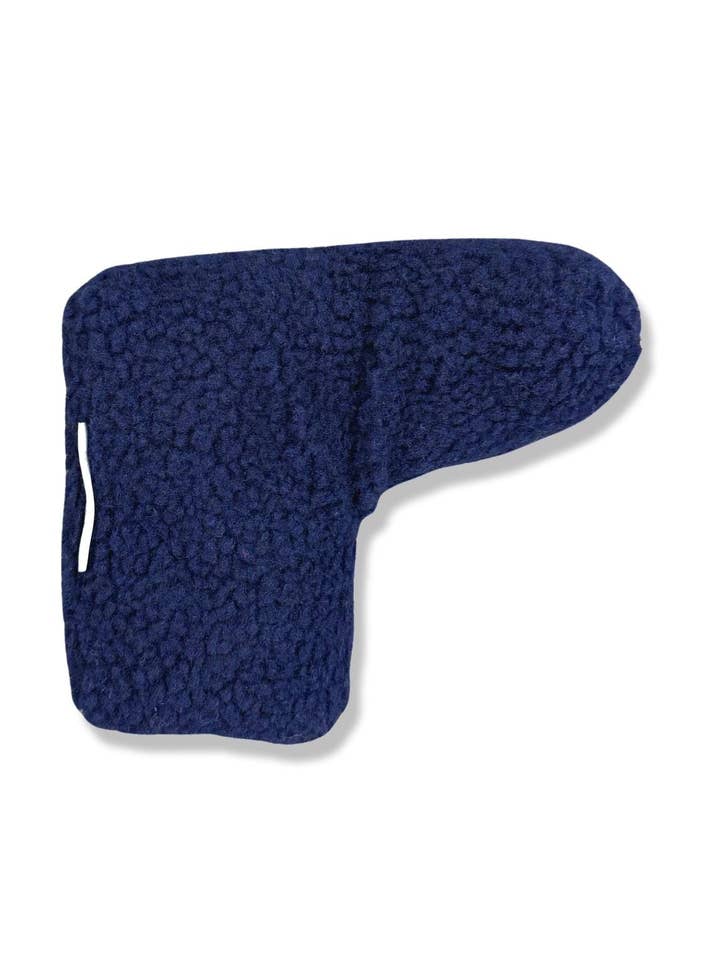 Navy Sherpa Fleece Blade Putter Cover for wholesale by Aprés-Golf