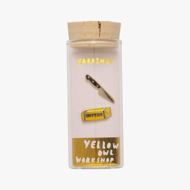 Yellow Owl Workshop - Wholesale Stud/Post Earrings - Butter Knife Earrings - Gold Foodie Statement Studs