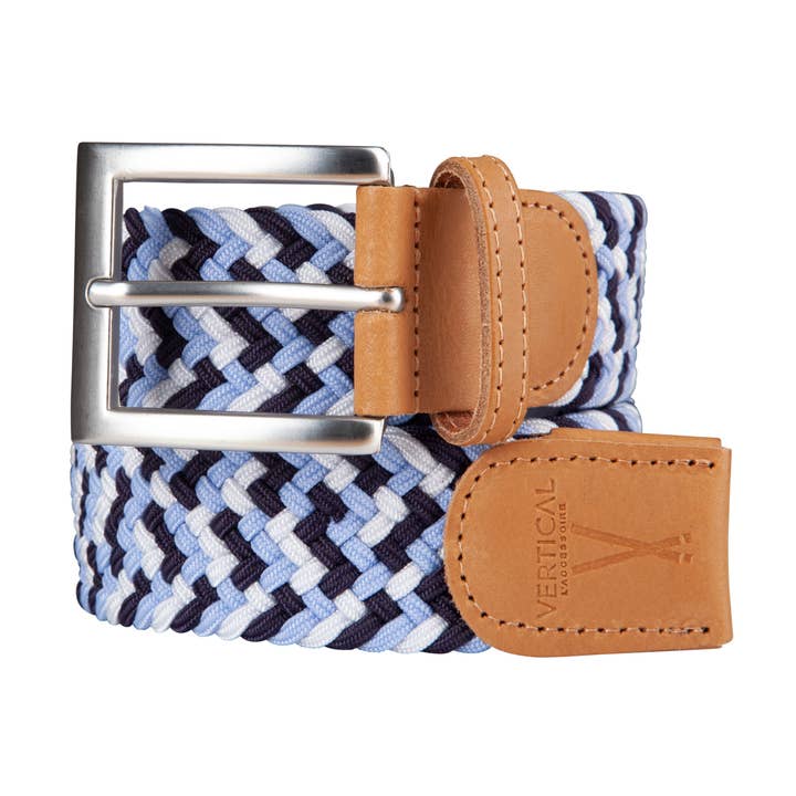 Hellblau Weiß Hellblauer weißer elastischer Flechtgürtel für den Großhandel auf Faire0