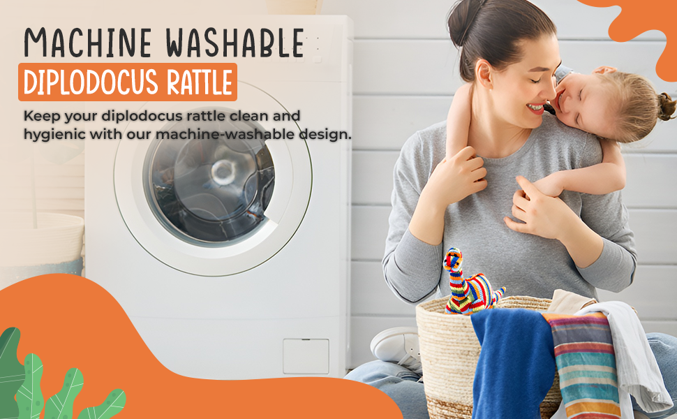 Best Years Ltd – wholesale Handheld rattle – Baby – Knitted Diplodocus Dinosaur Baby Rattle in Rainbow Stripes11