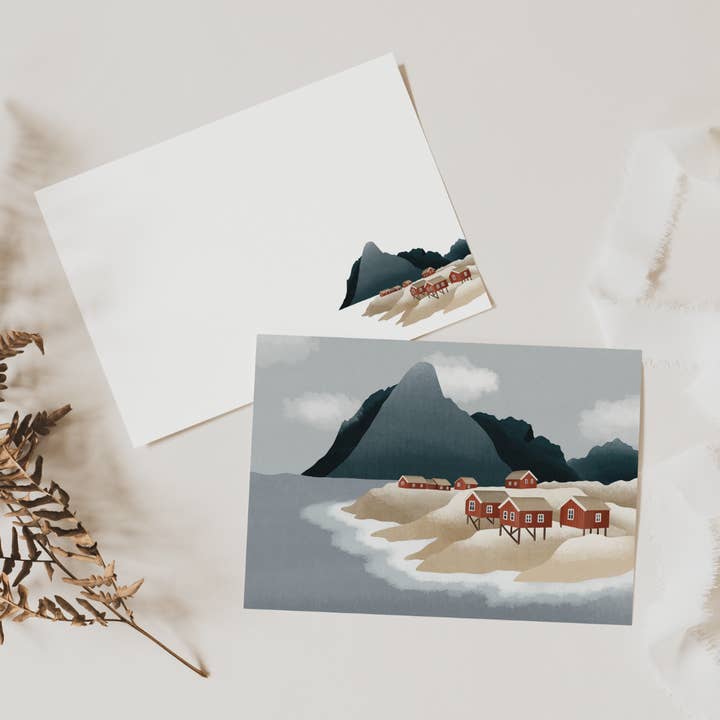 Tilda&Theo – Engroshandel Fødselsdagskort – Postkort Norge Lofoten - Huse Kort Rejse Fjorde1