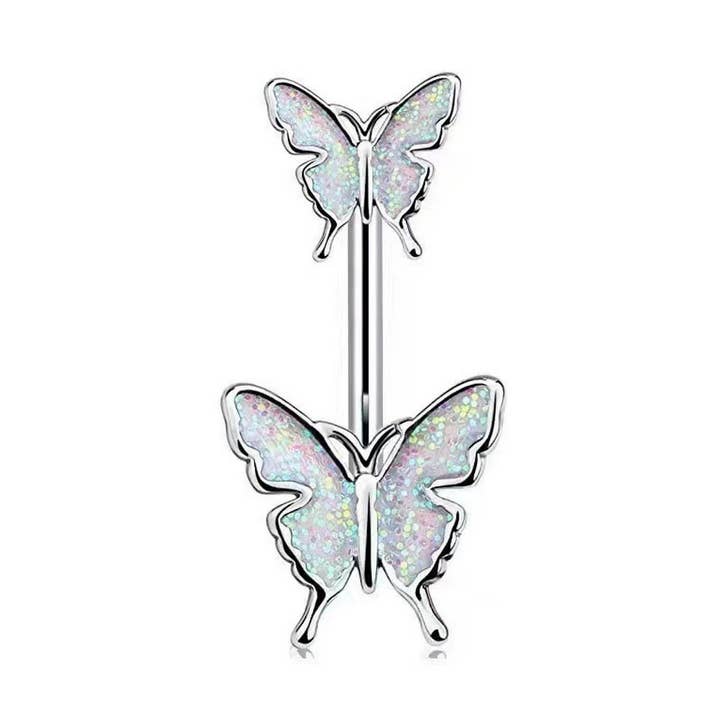 Butterfly Heart Belly Button Ring – Zircon Gem_CWMM9182 for wholesale by ACCITY