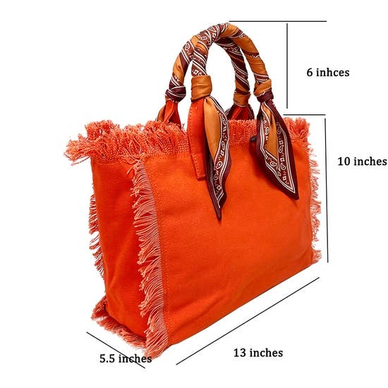 CLR by Claudette - Wholesale Beach Bag - Solid Canvas Beach Bags With Scarf Handles3