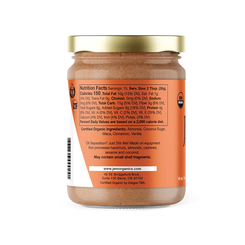 JEM Organics – wholesale Nut butter – 16oz JEM Organics Cinnamon Maca Almond Butter1
