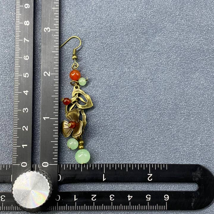 Mio Queena - Wholesale Dangle Earrings - Vintage Agate Metal Flower Earrings