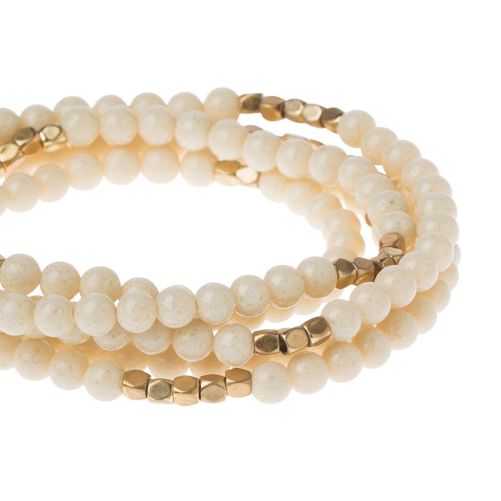 Scout Curated Wears - Wholesale Beaded Bracelet - Stone Wrap: White Fossil Jasper - The Supreme Nurturer2