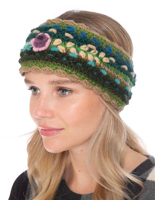 The Collection Royal / Royal Handicrafts – wholesale Fashion headband – women's – Floral Knitted Woolen Headband4