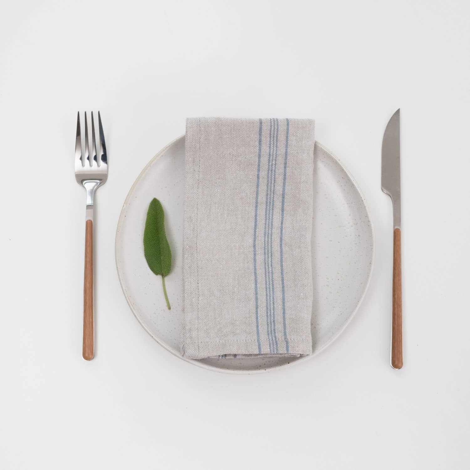 Linen Tales (We cover U.S. import duties) - Wholesale Dinner & Cloth Napkin - Grey Blue Wide Stripe Rustic Linen Napkins Set of 20