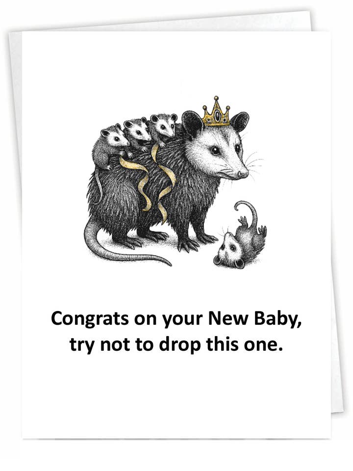 Cartão Divertido para Bebé - Bebé Gambá - Interior em Branco por atacado de Blue Spark Card Co