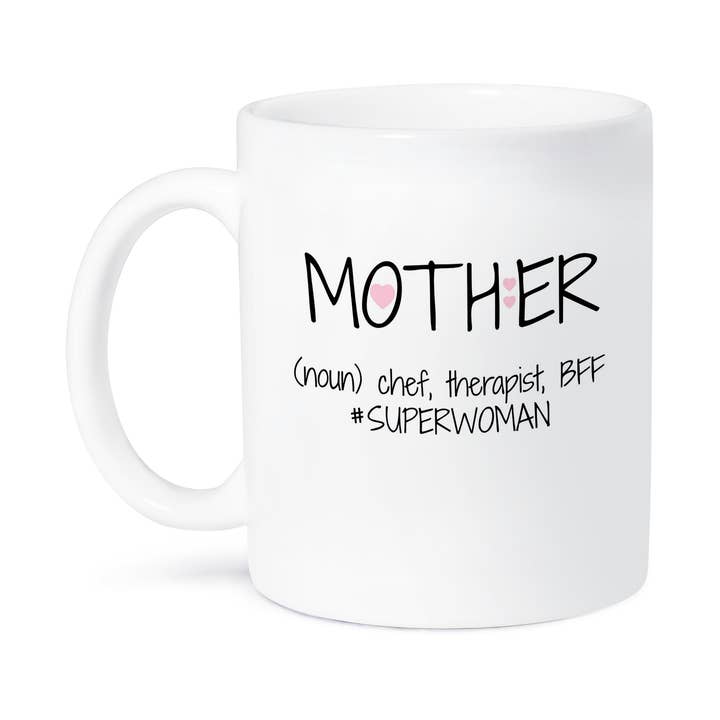 3dRose - Wholesale Koffiemok - 3dRose, Moeder, definitie zelfstandig naamwoord, chef therapeut BFF supervrouw met roze hart, Mok8