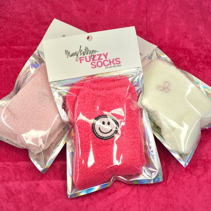 Mary Kathryn Design – wholesale Socks – Women's – Pink Ribbon Fuzzy Socks