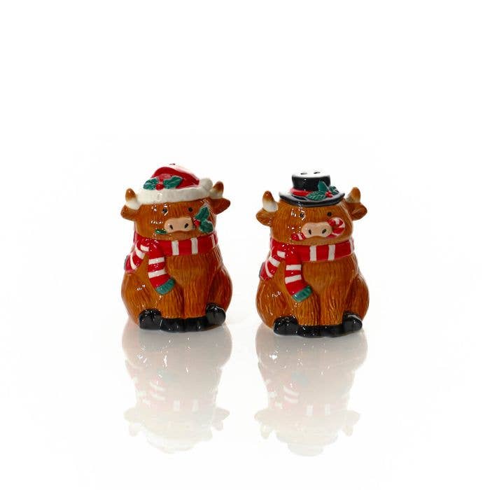 Langs - Wholesale Salt & Pepper Shaker Set - Christmas Highland Cow Ceramic Salt and Pepper Cruet Set2