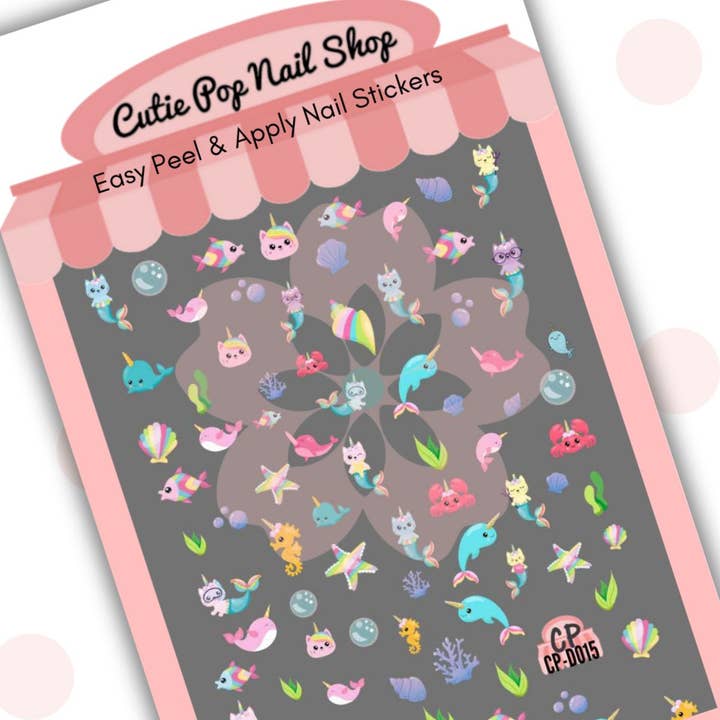 Kawaii Underwater & Unicorn Nail Stickers for wholesale by Cutie Pop Nail Shop