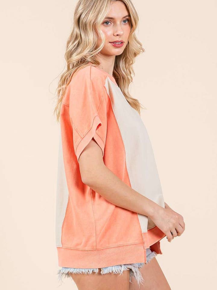 mittoshop – Großhandel Tunika – Damen – ÜBERGROSSES KURZARMSHIRT IM FARBBLOCKDESIGN7