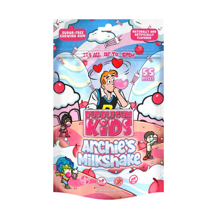 Bubblegum kids – wholesale Tuggummi – Archie® Milkshake (55 st) Krämig jordgubbsockerfritt tuggummi
