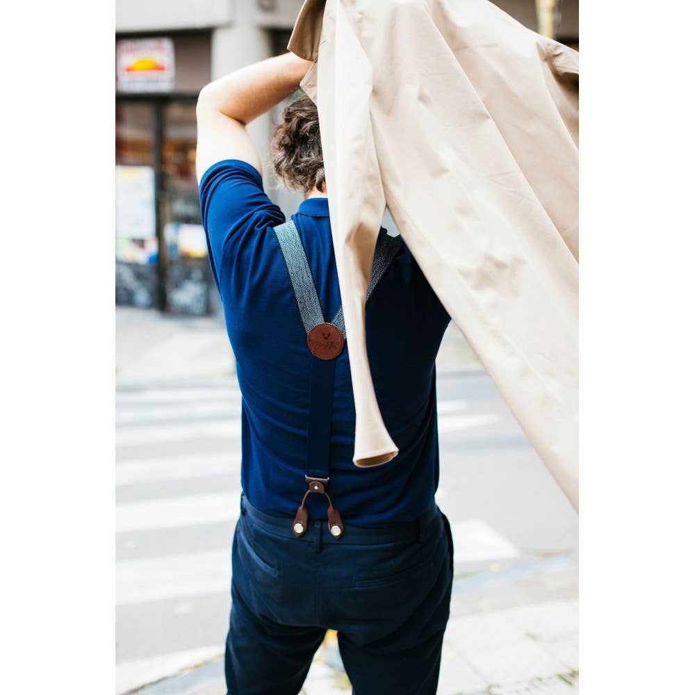 Bertelles – Engroshandel Seler - Herre – Superior brede seler - Navy chevron3