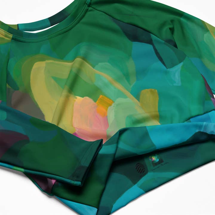 Palet Theory - Wholesale Athletic Top - Women's - Priceless Emerald - Long-sleeve Crop Rashguard women3