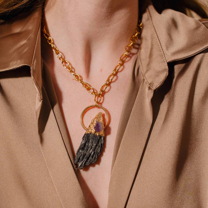 PHOEBE´S - Wholesale Pendant/Charm Necklace - Collar de Turmalina Negra de Piedra Natural Negra