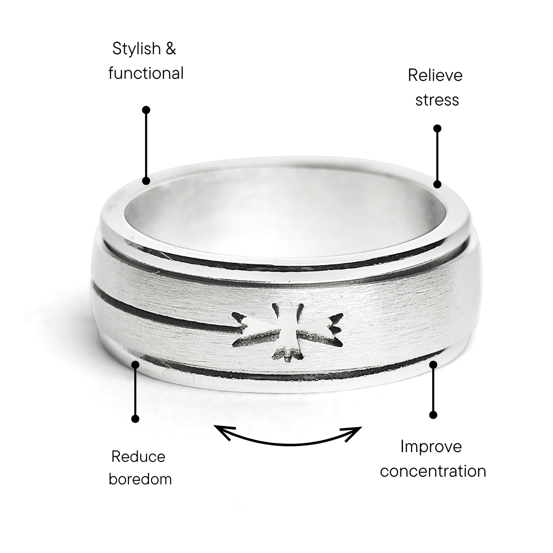 WJW - Wholesale Band/Stacked Ring - Stainless Steel Cutout Cross Spinner Ring2