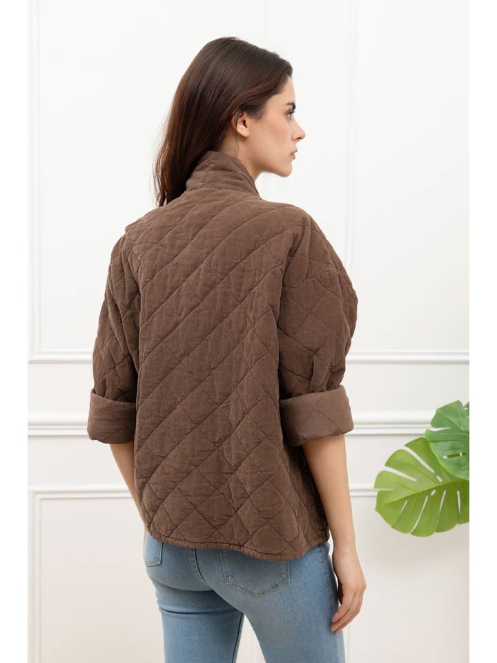 Happy look - Wholesale Jacket - Women's - Short quilted corduroy jacket 5