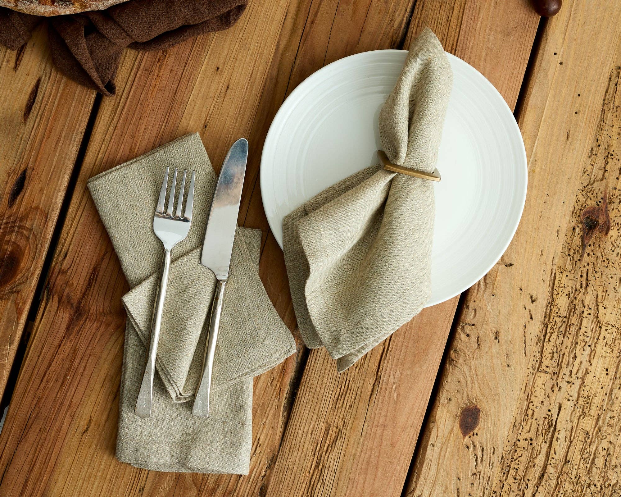 What a Host Home - Wholesale Dinner & Cloth Napkin - Cassis Linen Table Napkin Beige Set0
